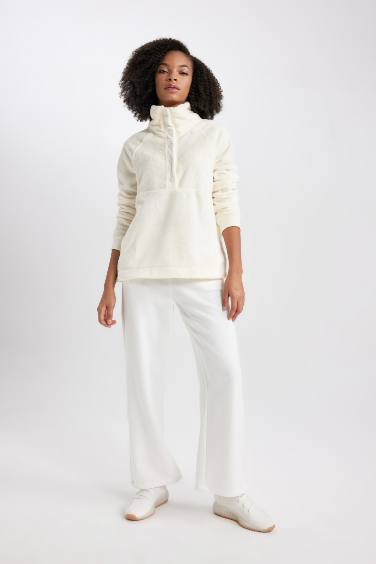 Loose Fit Stand Collar Plush Sweatshirt