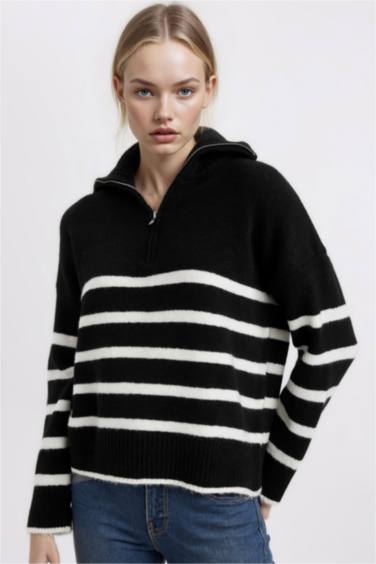 үлкен пішім поло жаға трикотаж Пулловер