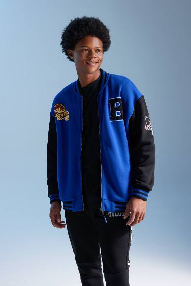 DeFactoFit Oversize Fit Back Printed Bomber Jacket