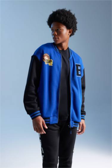 DeFactoFit Oversize Fit Back Printed Bomber Jacket