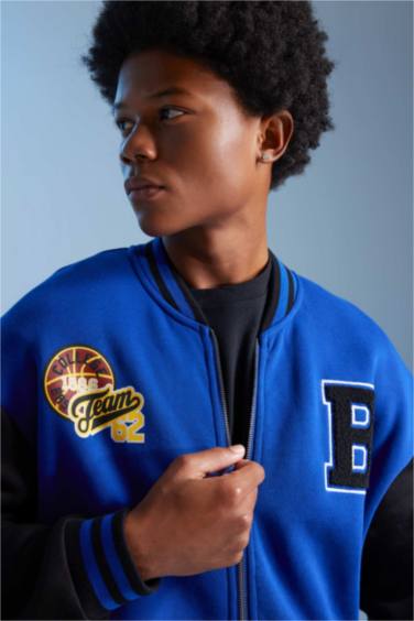 DeFactoFit Oversize Fit Back Printed Bomber Jacket