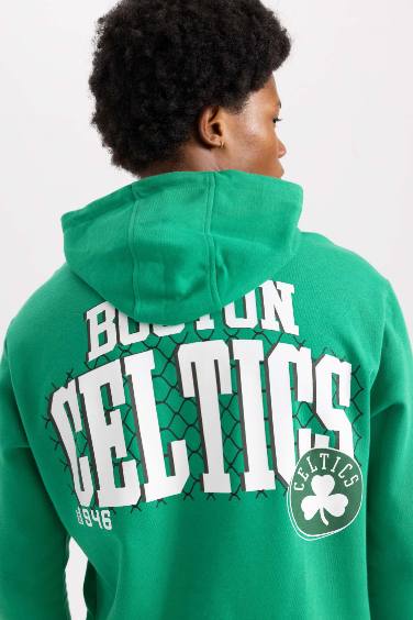 DeFactoFit NBA Boston Celtics Standard Fit Back Printed Thick Sweatshirt