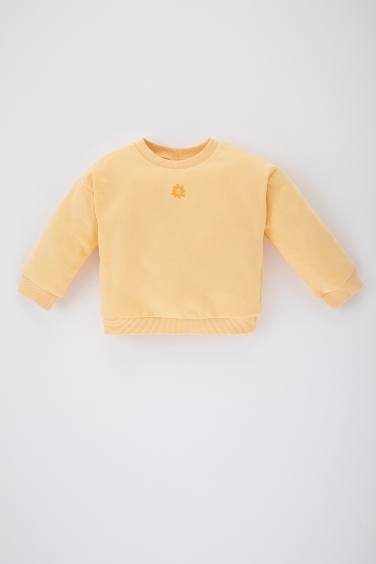 Kız Bebek Bisiklet Yaka Kalın Sweatshirt