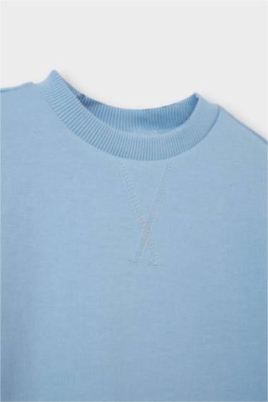 سويت شيرت ولادي سادة قصة عادية بياخة مستديرة