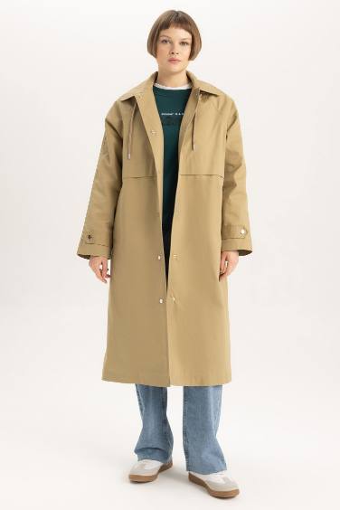 Relax Fit Hooded Trench Coat