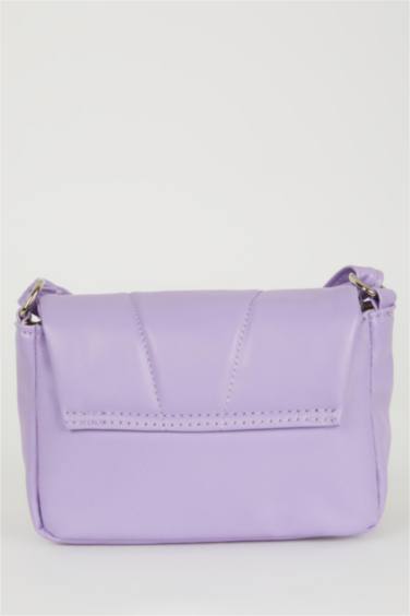 Woman Buckle Detailed Faux Leather Crossbody Bag