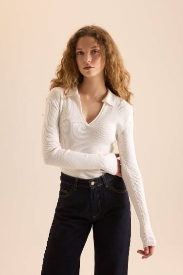 Fitted Polo Yaka Triko Kazak