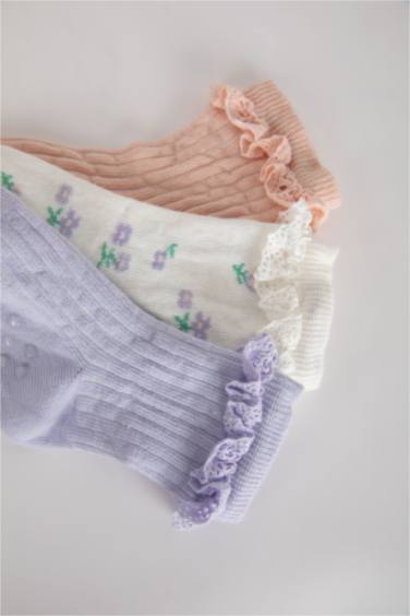 Chaussettes Longues Coton Pour BéBé Fille - 3 Pièces