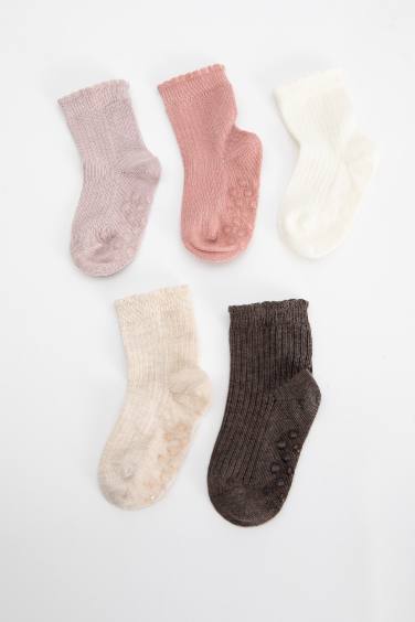 Baby Girl 5 Piece Cotton Long Socks