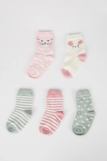 Baby Girl 5 Piece Cotton Long Socks