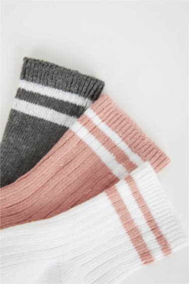 Chaussettes Longues Coton D'Hiver Pour Bébé Fille - 3 Paires