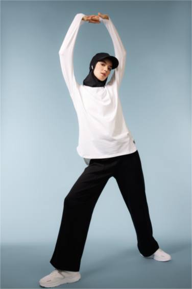 DeFactoFit Long Fit Crew Neck Sports Long Sleeve T-Shirt