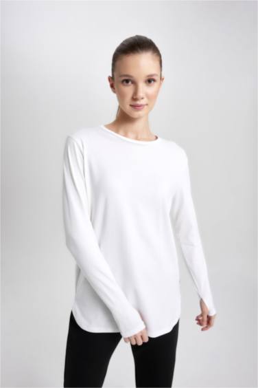DeFactoFit Long Fit Crew Neck Sports Long Sleeve T-Shirt