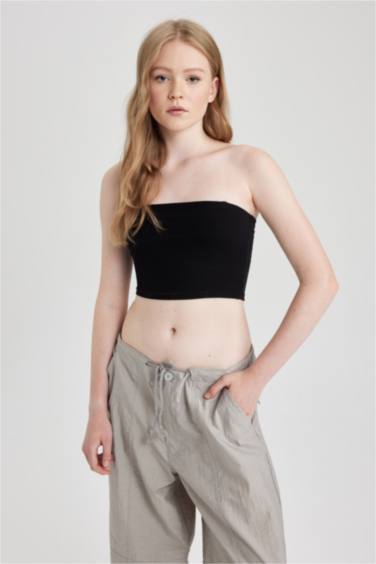 Coool Fitted Straplez Siyah Fitilli Kaşkorse Atlet