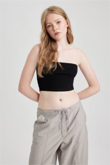 Coool Fitted Straplez Siyah Fitilli Kaşkorse Atlet