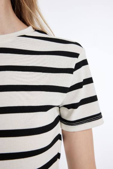 Slim Fit Striped Ribana Short Sleeve T-Shirt