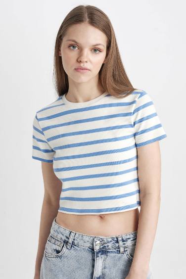 Slim Fit Striped Ribana Short Sleeve T-Shirt