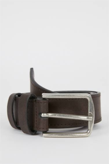 Erkek Dikdörtgen Toka Suni Deri Kemer