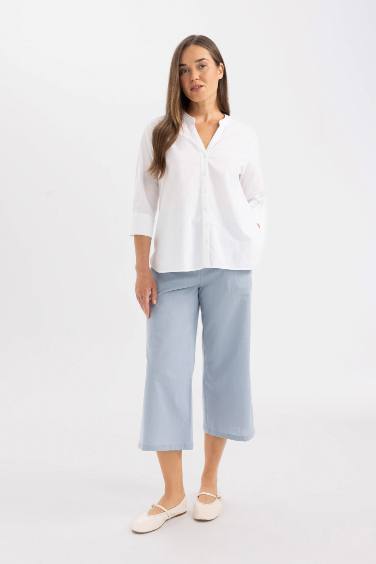 Wide Leg Linen Look Capri