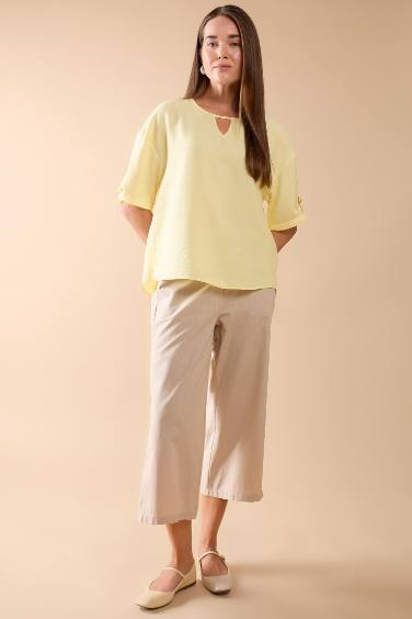 Wide Leg Linen Look Capri