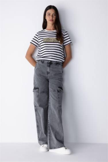 Regular Fit Crew Neck Slogan Short Sleeve T-Shirt