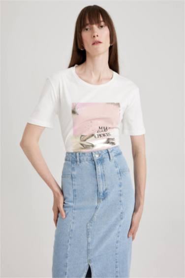 Regular Fit Crew Neck Printed Short Sleeve T-Shirt