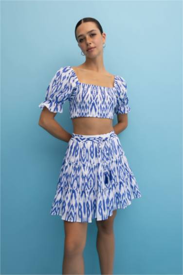 Tie Dye Regular Waist Lined Voile Mini Skirt