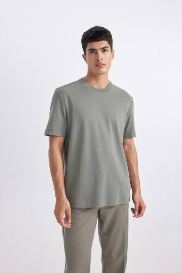 Regular Fit Crew Neck Basic Heavy Fabric T-Shirt