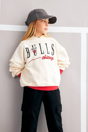 سويت شيرت بناتي قصة مريحة من شيكاغو بولز