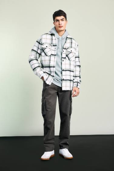 جاكيت قميص كاروهات بقصة عادية بياخة بولو