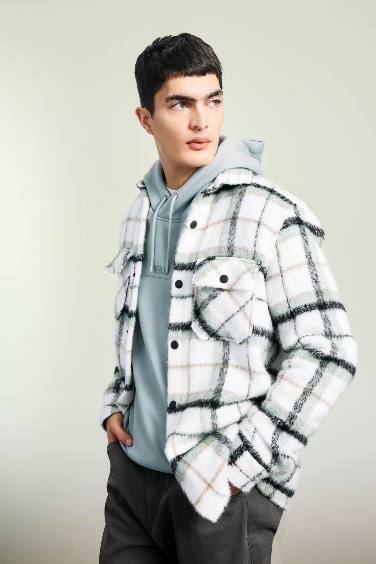 جاكيت قميص كاروهات بقصة عادية بياخة بولو