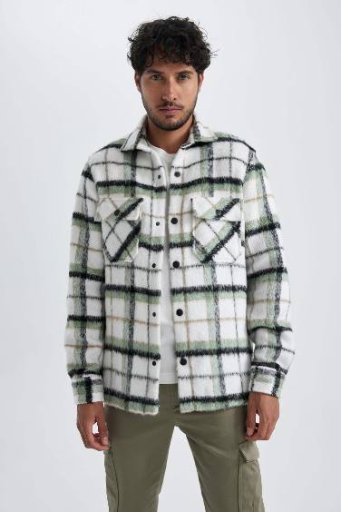 جاكيت قميص كاروهات بقصة عادية بياخة بولو