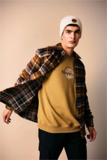 Polo Yaka Düğmeli Kareli Uzun Kollu Gömlek Ceket