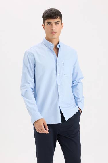 Regular Fit Polo Shirt Oxford Long Sleeve Shirt