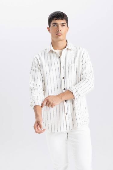 Regular Fit Çizgili Oduncu Uzun Kollu Gömlek