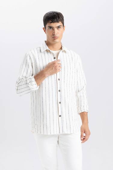 Regular Fit Çizgili Oduncu Uzun Kollu Gömlek