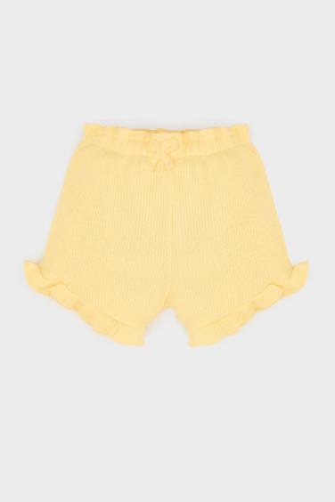 شورت بيبي بناتي أصفر وافل قصة عادية