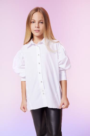 Girl Oversize Fit Poplin Long Sleeve Shirt