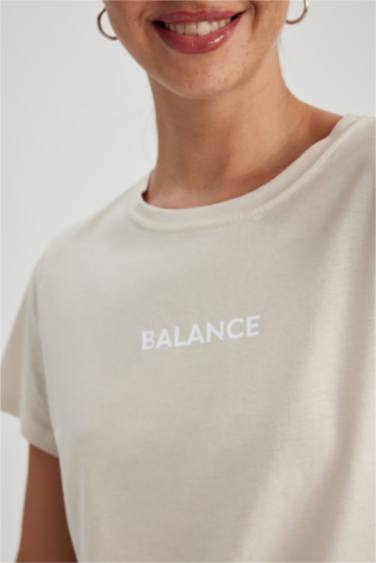 Regular Fit Crew Neck Slogan Short Sleeve T-Shirt