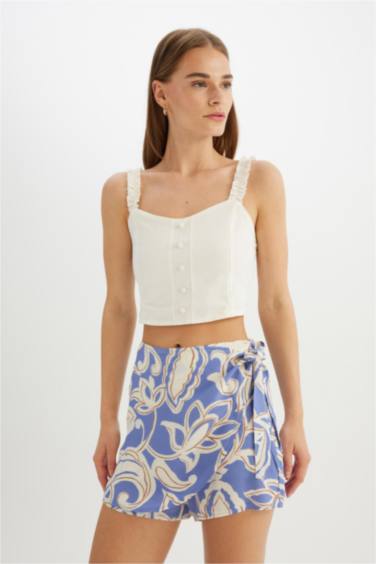 Viscose High Waist Wide Leg Shorts