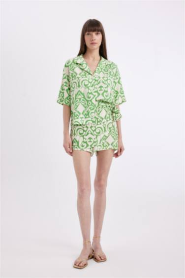 Short taille haute à jambes larges en viscose