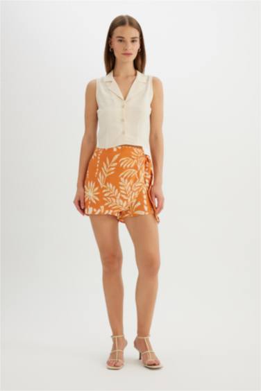 Short-jupe ample taille haute imprimé en tissu viscose