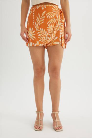 Short-jupe ample taille haute imprimé en tissu viscose