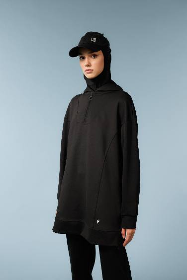 DeFactoFit Long Fit Hooded Scuba Diver Sweatshirt