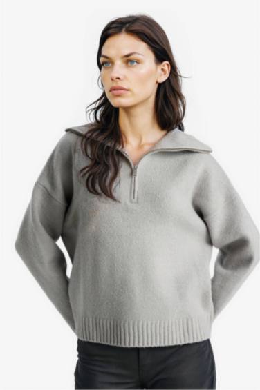 Pull en maille oversize à col montant et fermeture zip
