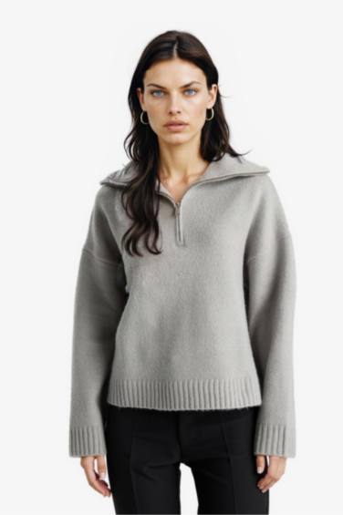 Pull en maille oversize à col montant et fermeture zip