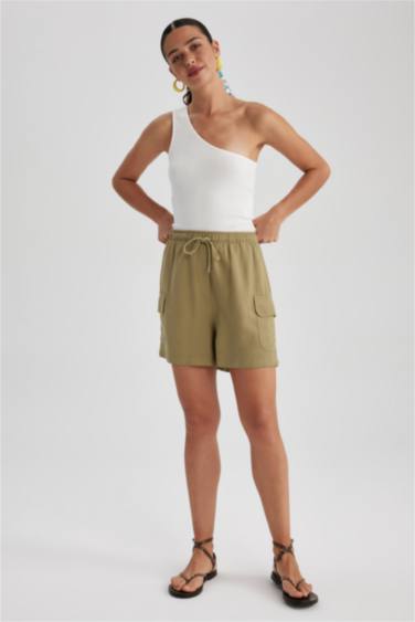 High Waist Linen Blend Shorts