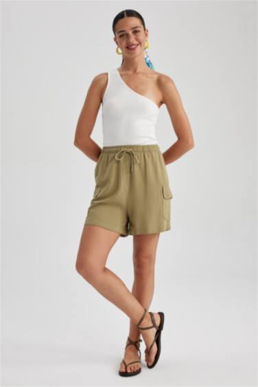 High Waist Linen Blend Shorts