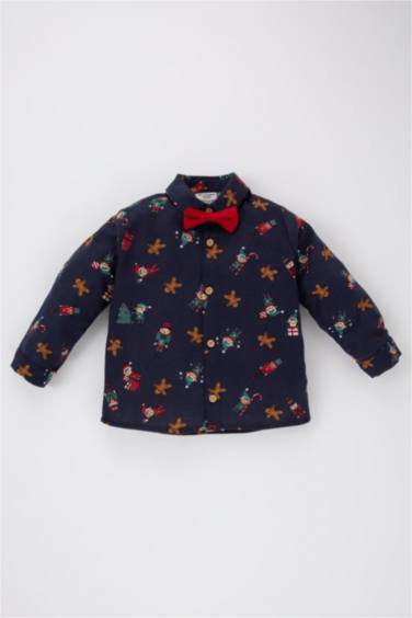 قميص بيبي اولادي كم طويل قصة عادية بطبعة كريسماس