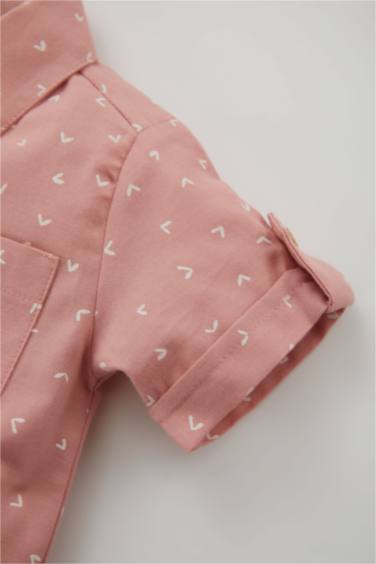 Chemises à manches courtes Popeline Col De Chemise Manche Courte Géométrique